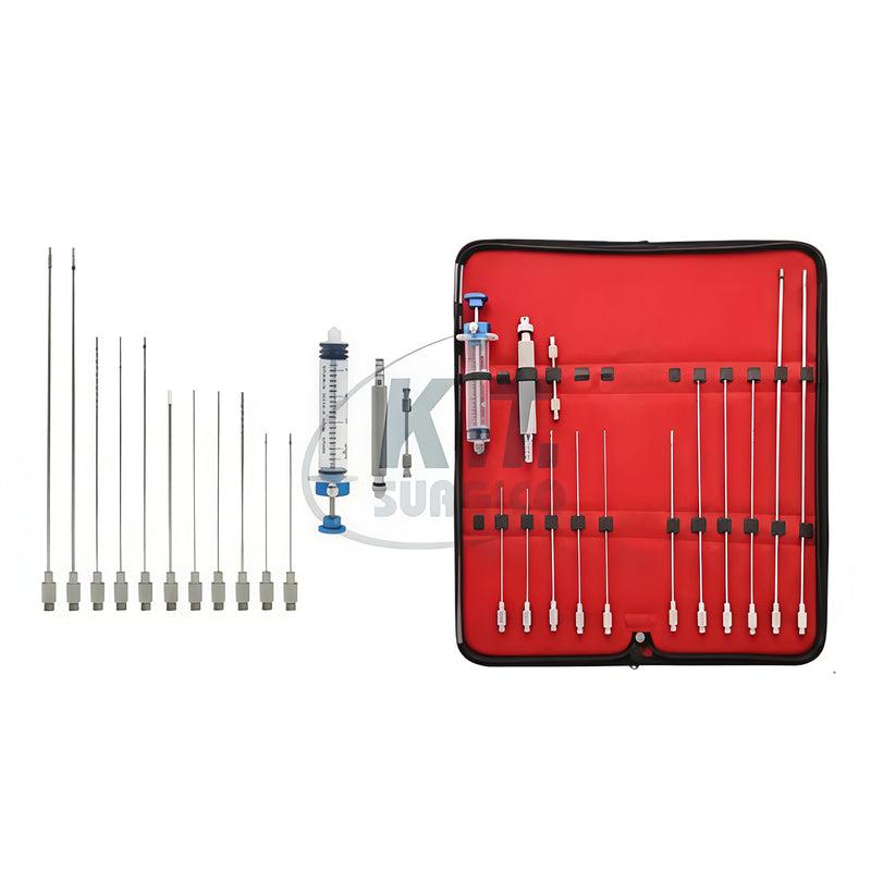 12-Piece Liposuction Cannula Set – Stainless Steel Surgical Instruments for Fat Transfer & Body Contouring