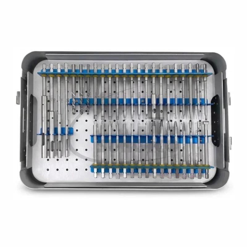 49-Piece Broken Screw Removal Instrument Set with Sterilization Box – Stainless Steel Orthopedic Surgical Instruments for Implant & Screw Extraction